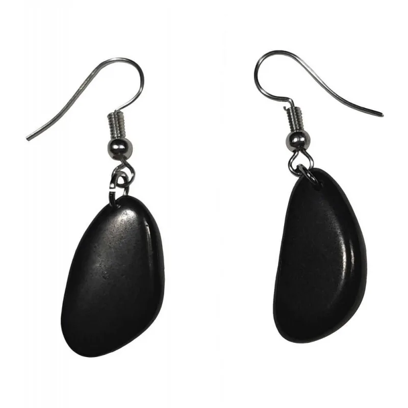 Boucles d'oreilles ovales en shungit - 1
