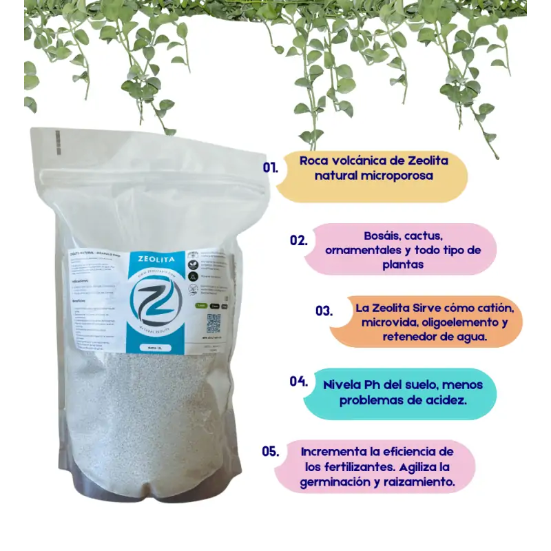 Zeólito para cultivo e crescimento de raízes, bonsái, erva e plantas. 6 litros. 